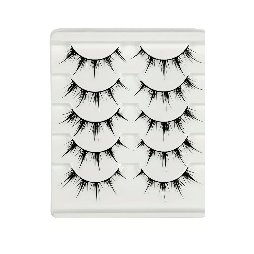 Anime-Inspired False Eyelashes, 5 Pairs Cartoon Eye Faux Lashes, Dramatic Look Demon Style, Volumizing & Lengthening