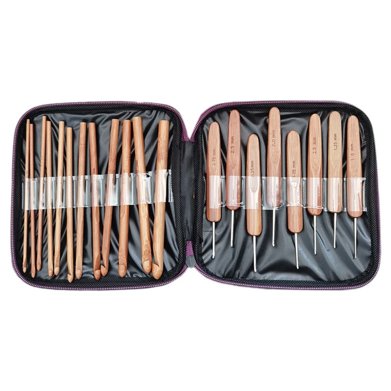 

20 шт., набор ручных инструментов из бамбука для вязания крючком