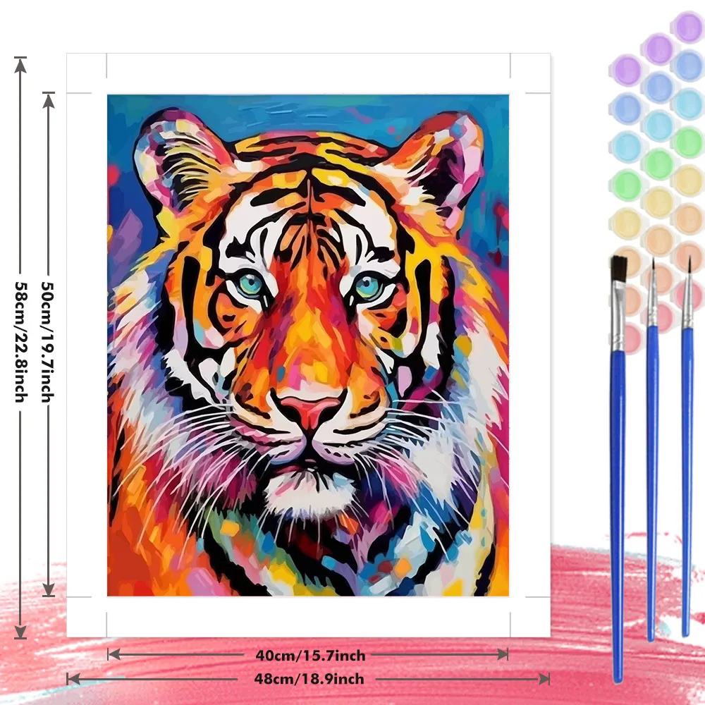 Colorful Tiger DIY Paint-By-Number Kit – Animal Wall Art Canvas 3