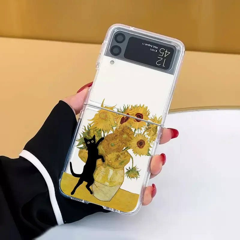 Retro Van-Gogh Black Cat Transparent Clear Phone Case Cover