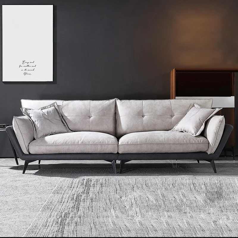 

Nordic Modern Fashion Apartment Sofa Lazy Large Backrest Simple And Comfortable Living Room Sofa Set With Armrests Furniture