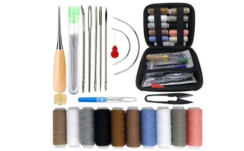 

23pcs Leather Craft Sewing Kit Waxed Thread Hand Quilting Needles Sewing Awl Leather Working Tool Set For Beginner stitching