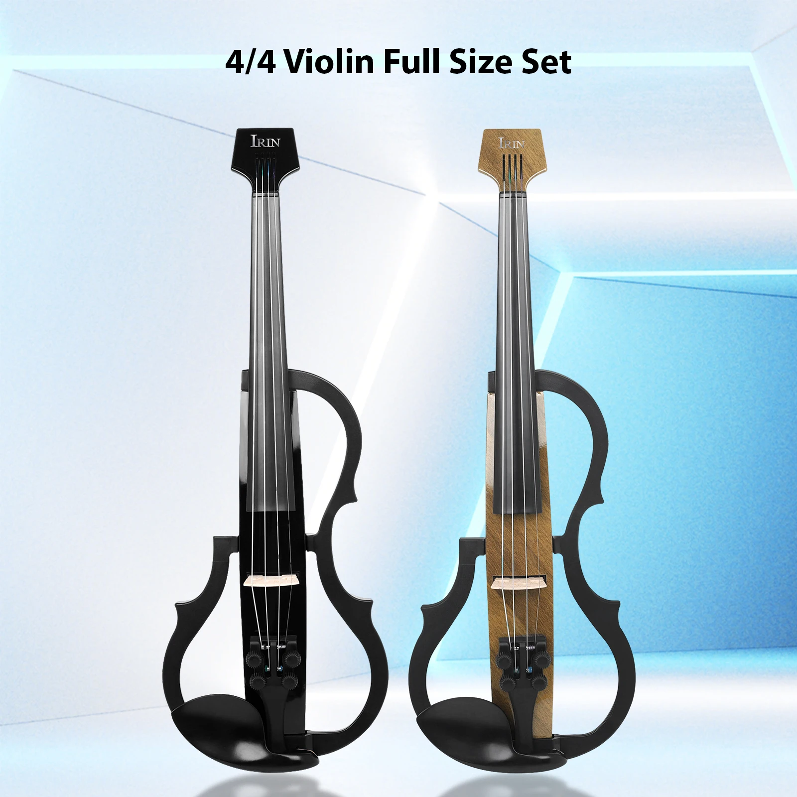 IRIN 4/4 Violin Full Size Set Professional Silent Electric Violin Carbon Fiber with Headphones Connecting Cables Shoulder Pads