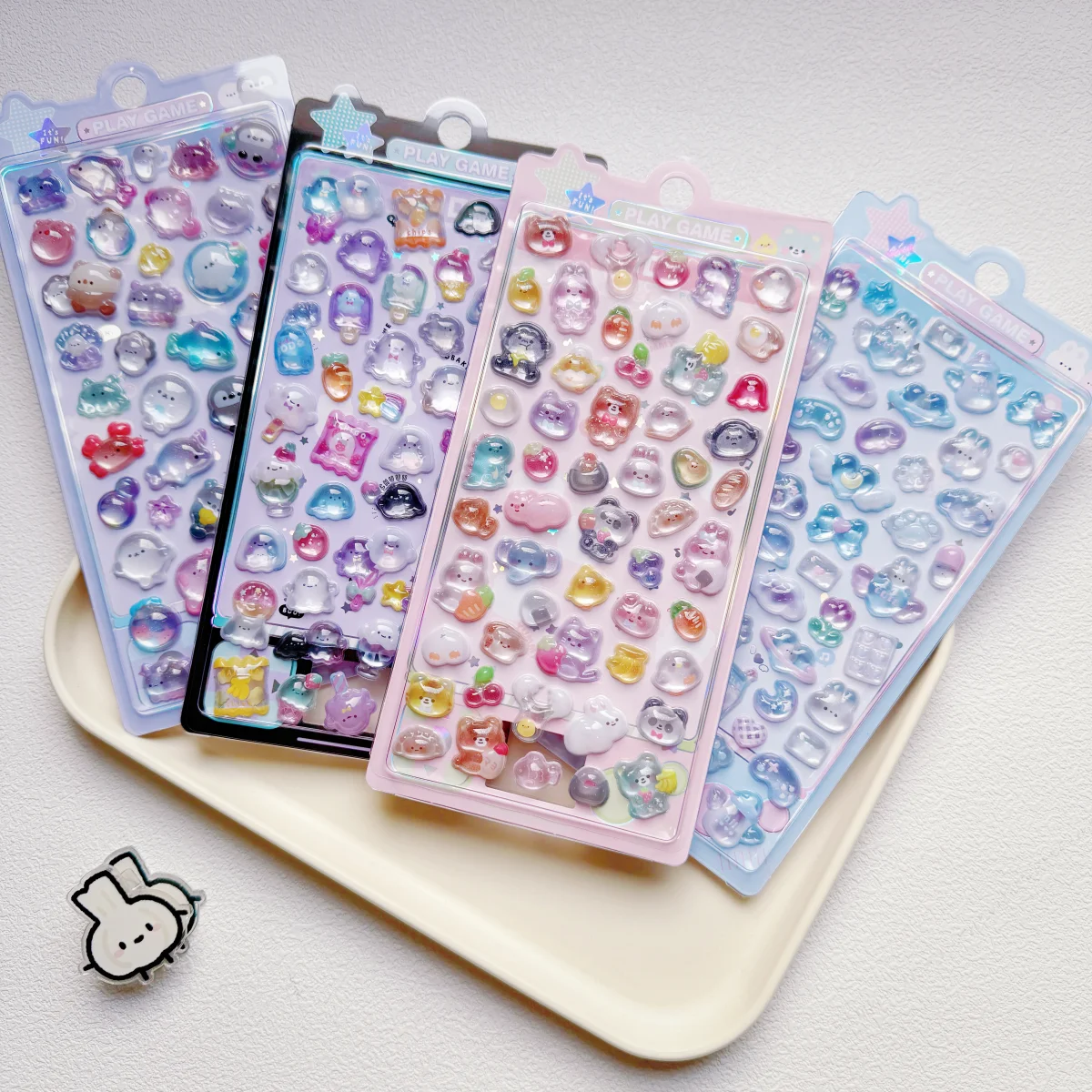Creative Candy Ghost Rabbit Drop 3D Relief Stickers Scrapbooking Diy Diary Stationery Sticker Decor Cute Aesthetic Stickers