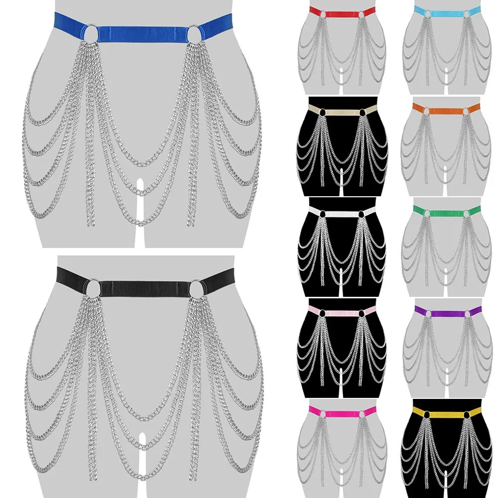 

Женское нижнее белье в стиле панк с подвязками и цепочкой