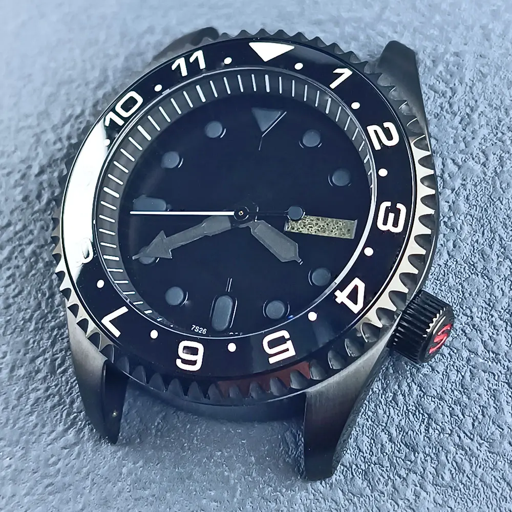 

42 мм SKX 007 10 бар водонепроницаемые черные часы Φ 316L нержавеющая сталь сапфировое стекло подходит для nh34 nh35 nh36 механизм автоматические часы