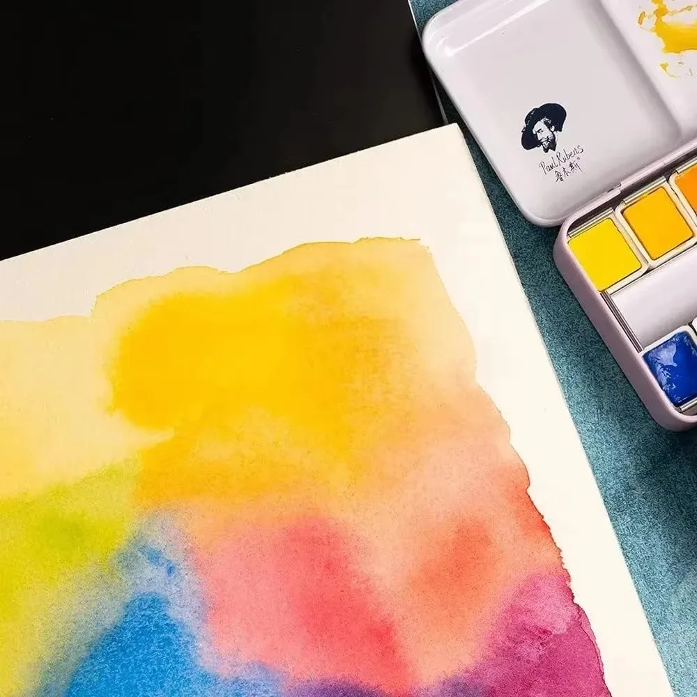 Paul Rubens 12/24/48 Colors Watercolor Set Artist Grade Solid Watercolor Pigment with Portable Metal Box for Artists Beginners