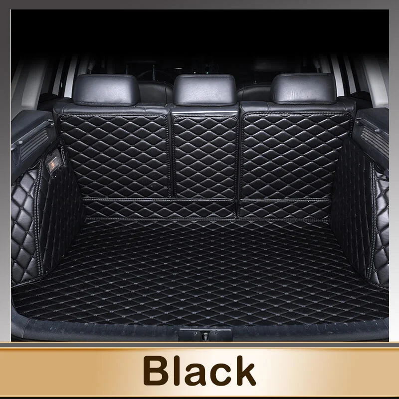 Full Coverage Auto Tappetini Bagagliaio in Pelle per KIA Seltos 2020 2021, Impermeabili Antiscivolo Personalizzato Bagagliaio Protezione Fodera Tappeto,C-Blackbeige