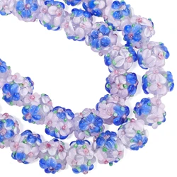 Colorful Rose Flower Petal Glass Beads for DIY Jewelry Making, 3pcs Set (Blue pink)