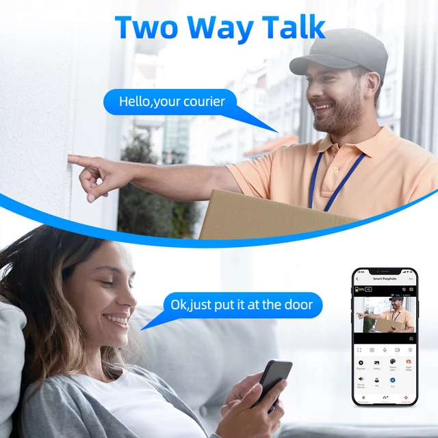 WSDCAM Mini Camera Two Way Talk Audio Doorbell Tuya Wifi Smart Video Peephole PIR Motion Detection APP Remote View 5