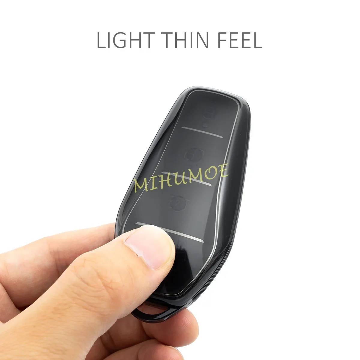 Black/Clear Transparent 4-Button Car Key Fob Protective Case - Set of 2