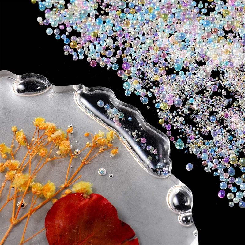 10/20g 0,6-3mm Mini Blase Ball Glas Perle Harz Füllstoff für Silikon UV Epoxy Cast Form Schmuck machen Nagel Dekor Zubehör – Detail 3