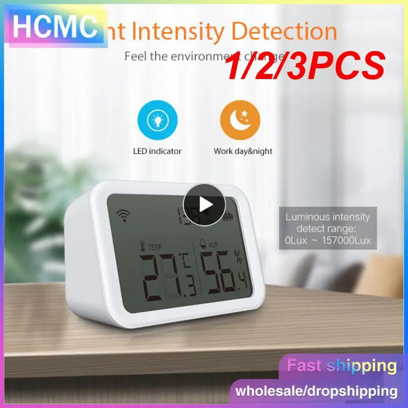 

1/2/3PCS Tuya Wifi Zigbee Temperature Humidity Sensor Lux Light Detector Indoor Hygrometer Thermometer With LCD Screen Work Tuya