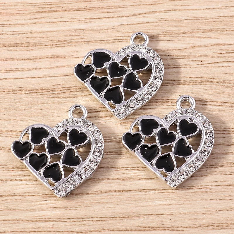 10 Stück 18 x 20 mm niedliche Kristall-Liebesherz-Anhänger für die Herstellung von Ohrringen, Halsketten, Armbändern, DIY-Handwerk, Schmuckzubehör – Detail 8