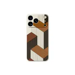 Geometric Wooden Shockproof Silicone Phone Case Cover - iPhone 12 Mini (-1)