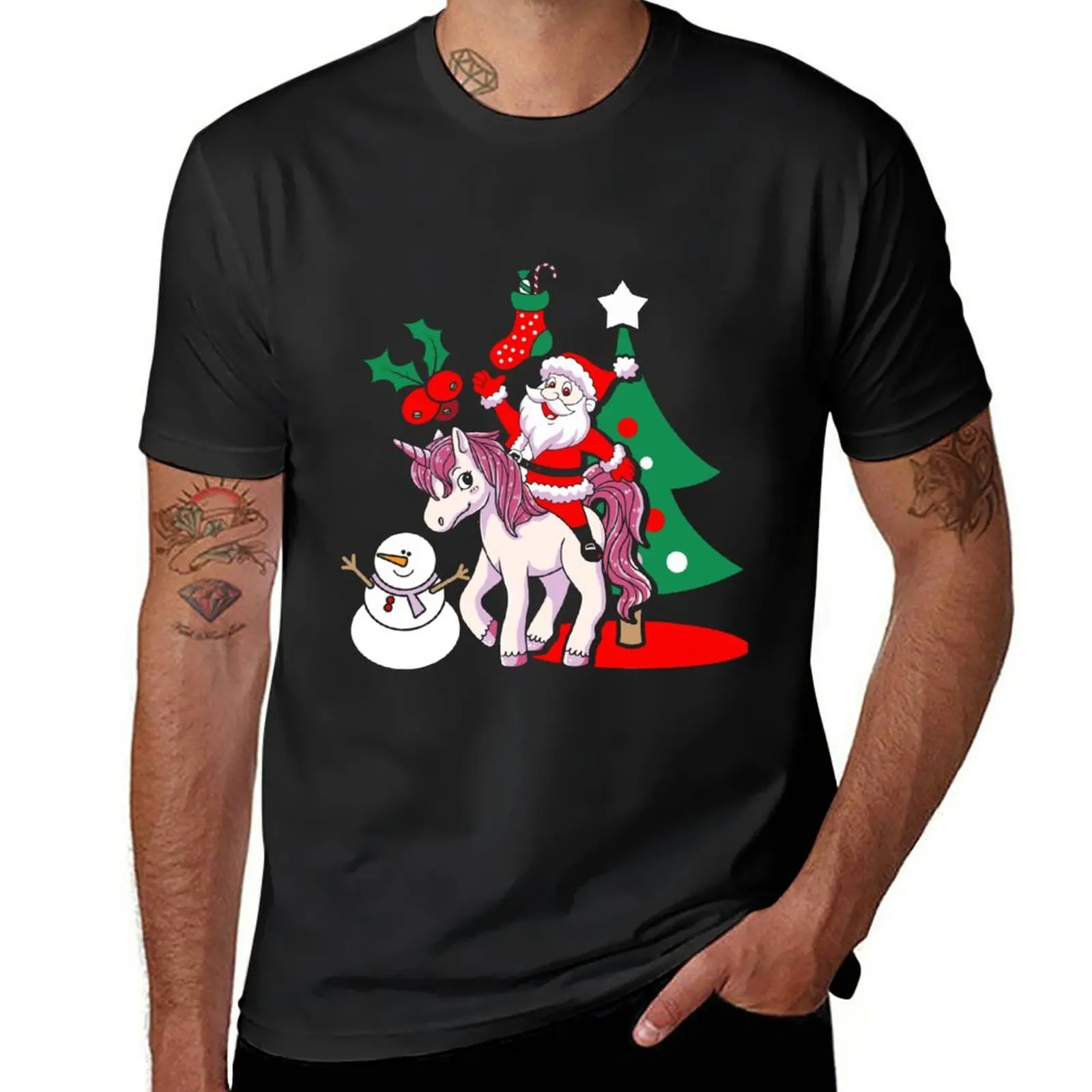

Santa Claus Santa Claus rides on unicorn Christmas gift T-Shirt anime clothes Aesthetic clothing Tee shirt mens tall t shirts