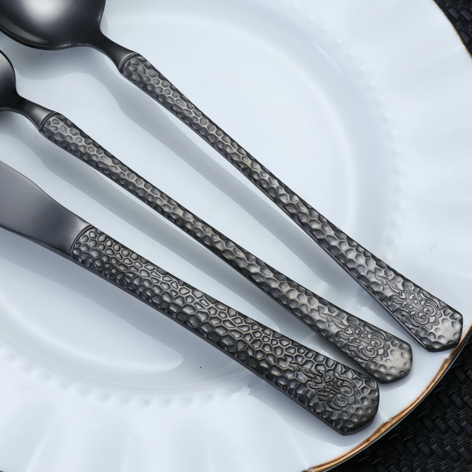 Western style stainless steel tableware knives forks spoons 4/5/24/30pcs Halloween gatherings reusable