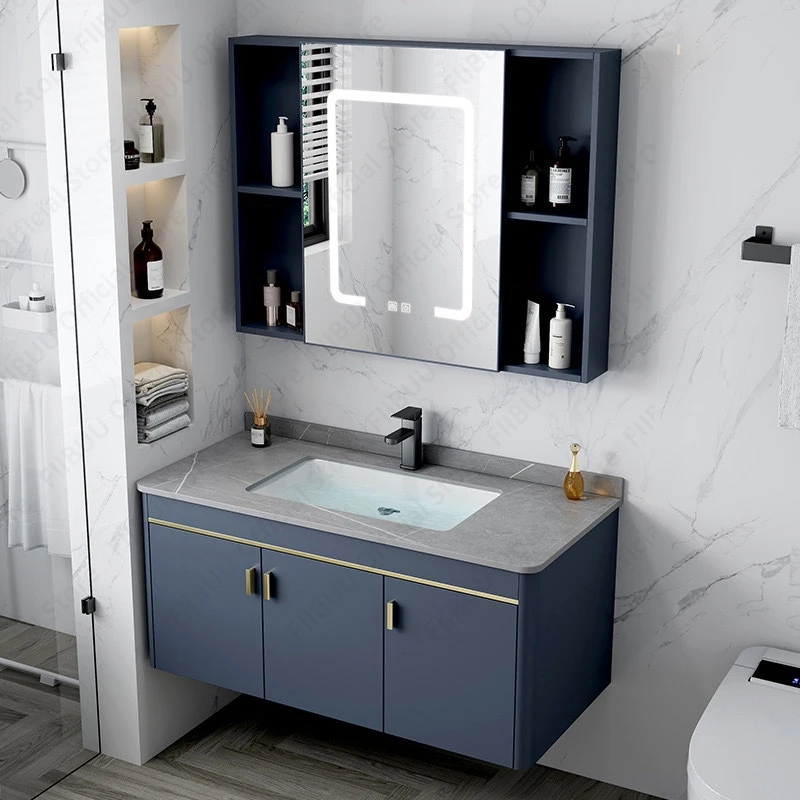 Multifunctional Bathroom Cabinets Mirror Cabinet Integrated Washbasin Bathroom Vanity Cabinets Ceramic Sink Furniture