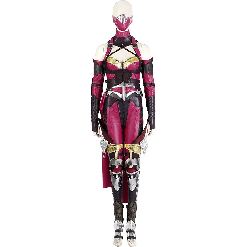 Game  Mileena Cosplay Costume Sexy  Battle Outfits Halloween Carnival Combat Suit Full Set