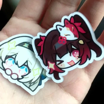 Honkai 스타 레일 스파클 어벤츄린 반딧불 미샤 토끼 귀 작은 손 아크릴 배지 배낭 단추 브로치 액세서리 선물