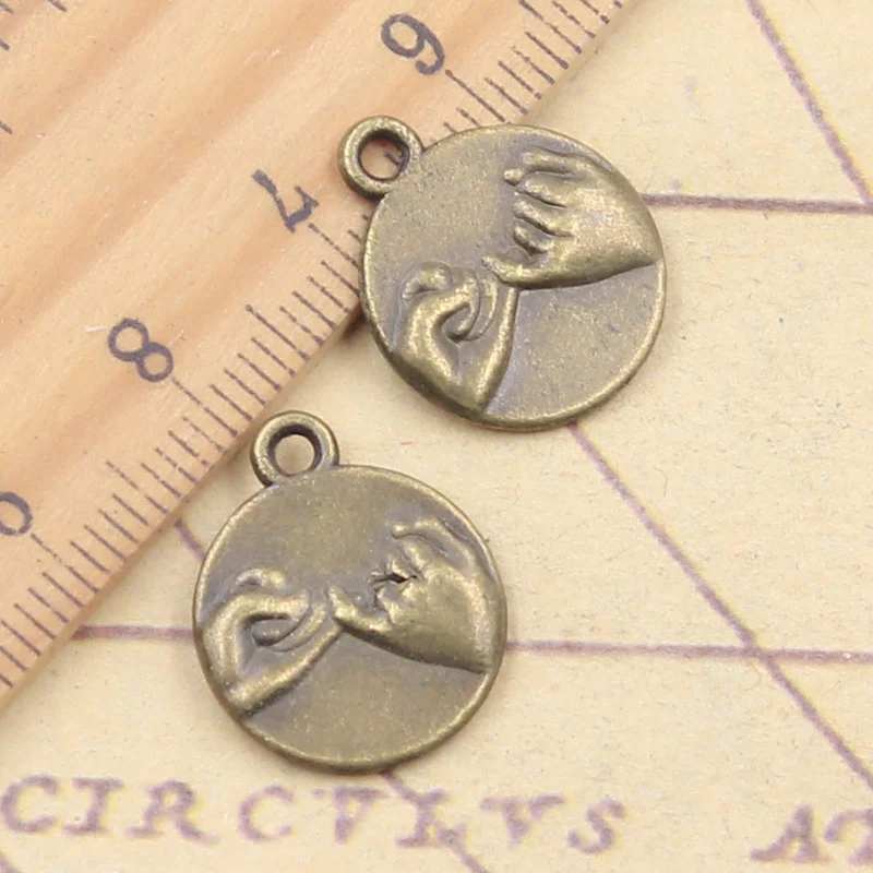 10pcs 매력 우정 영원히 손 계약 18x15mm 티베트어 실버 컬러 펜던트 골동품 보석 만들기 DIY 수제 펜던트