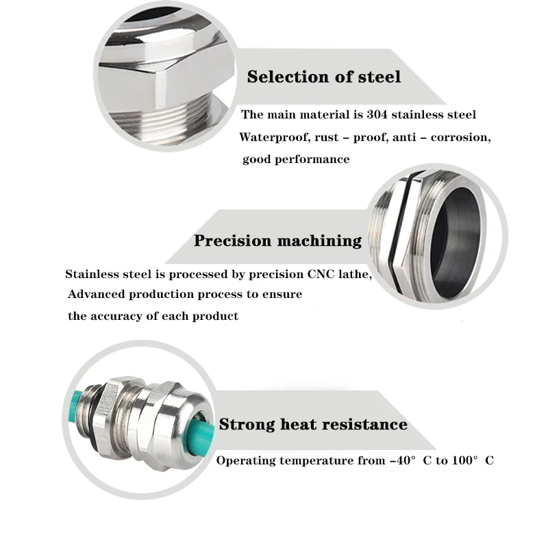 Cable Gland Electrical Connector Nickel Brass Metal IP68 Waterproof Cable Glands Connector Wire Glands For 3-44mm Cable M PG PG7 PG9-PG21 M8 M10