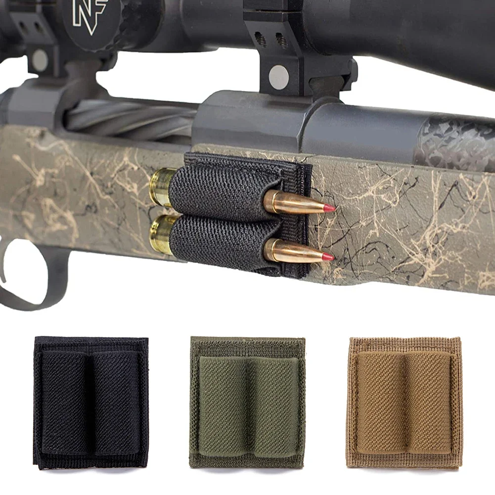 2 Round Bullet Holder for Rifle with Adhesive Backing Sticker, 308 30-06 Ammo Holder for Rifles Side and Buttstock Ammo Pouch
