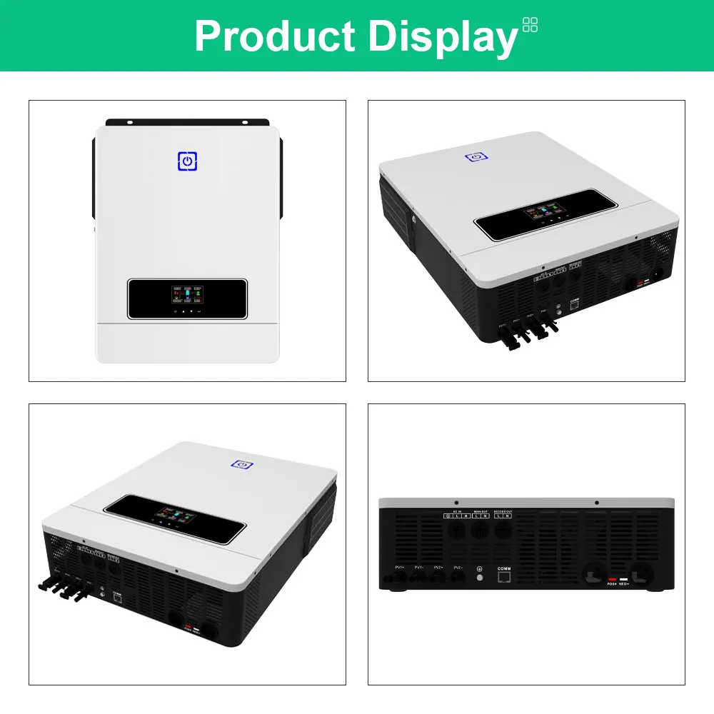 PYROSOLAR MPPT 하이브리드 태양광 인버터, 내장 MPPT 태양광 충전 컨트롤러, 듀얼 PV 입력 태양광 인버터, 48V, 160A, 230VAC, 10.2KW