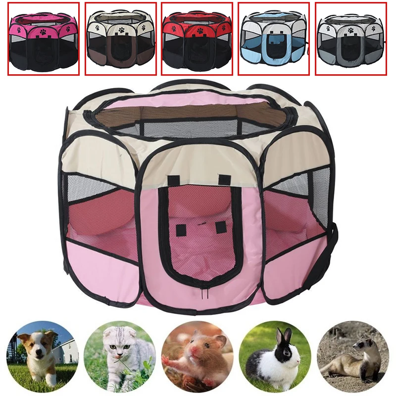 Cat Cage Cat Cage Dog Cage Portable Foldable Pet Octagonal Maternity Kennel Simple Operation Fence Outdoor Camping Pet Tent