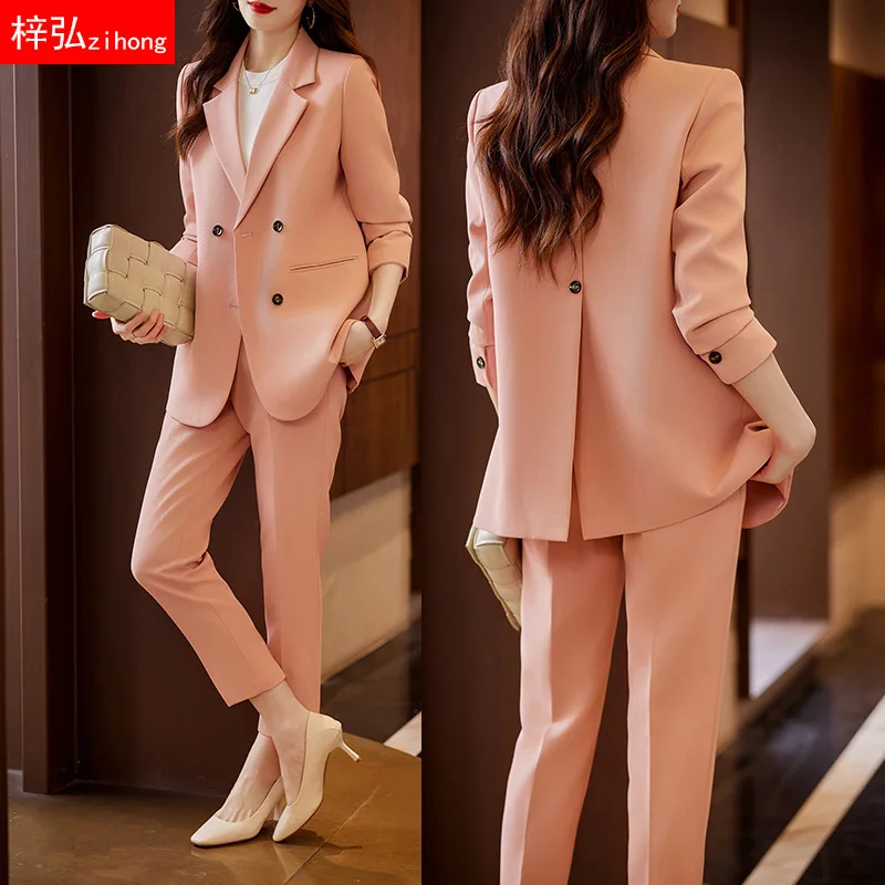 

Pink Suit Women's Autumn Business Attire Dignified Goddess Fan High-End Fashion Tailored Suit Coat Overalls Formal Wear