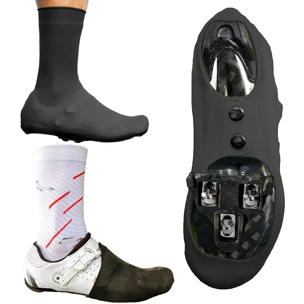 Tall Silicone Shoe Cover - Waterproof and Windproof Aero Fabric for Road Cycling, Reusable and Snap-On Design