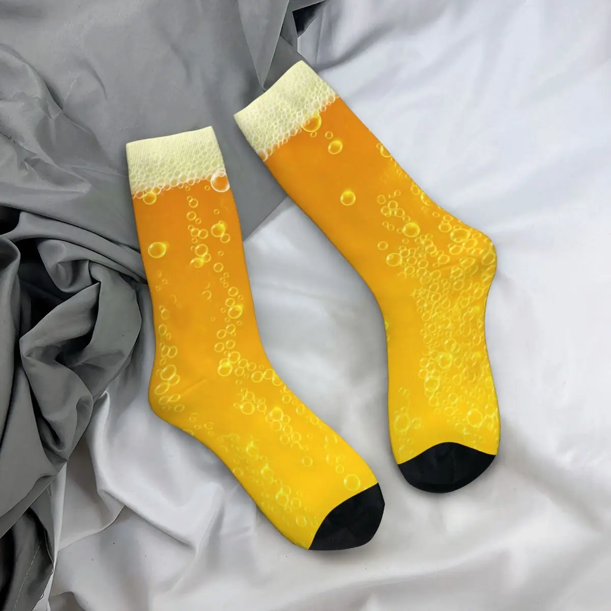 남자를위한 재미 있은 미친 양말 재미 있은 맥주 질감 힙합 빈티지 원활한 패턴 인쇄 된 소년 승무원 양말 캐주얼 선물