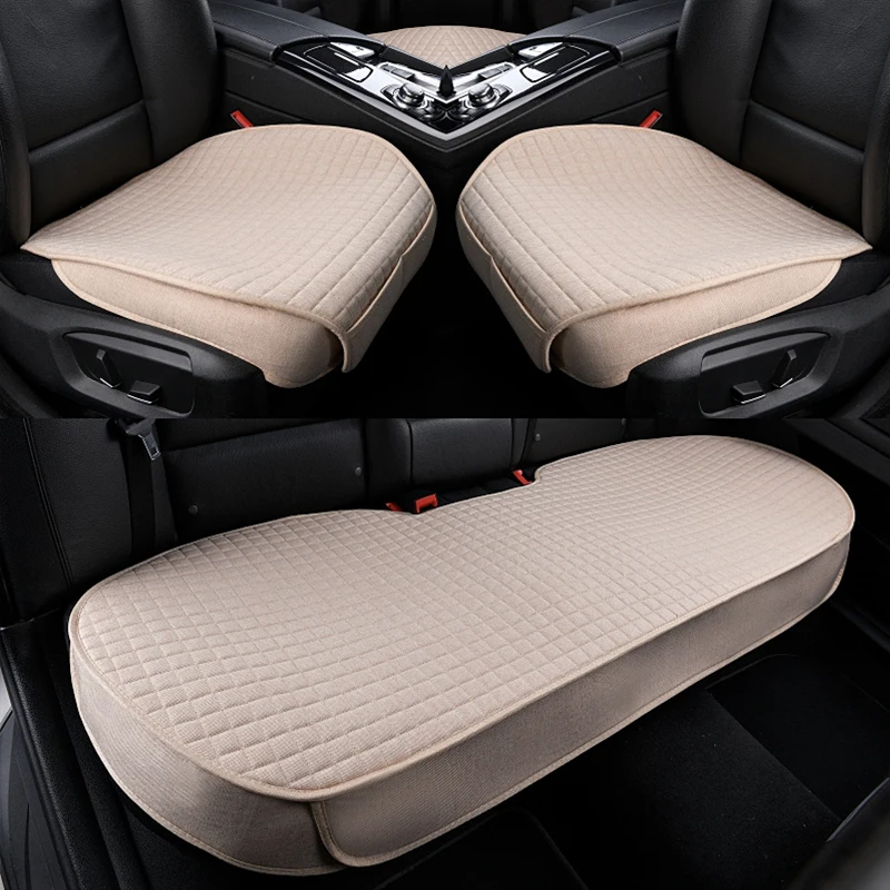 Car Seat Covers SEAMETAL Universal Flax Car Seat Covers Front Rear Breathable Linen Anti Slip