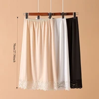 Jupon en dentelle anti-transparence, coupe trapèze mi-longue, doublure anti-frottement pour femme, 70 cm/27,56 pouces de long 6