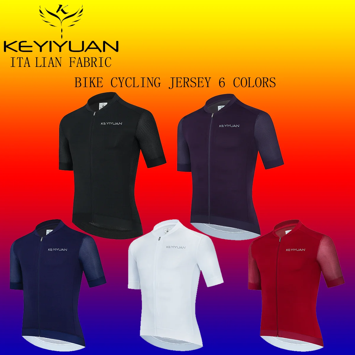 KEYIYUAN High Quality 6 Colors Men Short Sleeve Cycling Jersey Summer