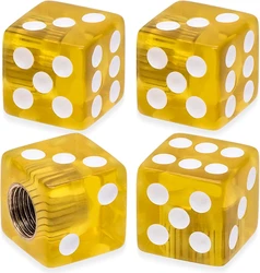 Set of 4 Dice - Shaped Tire Valve Caps for Vehicles and Bikes (Gold)