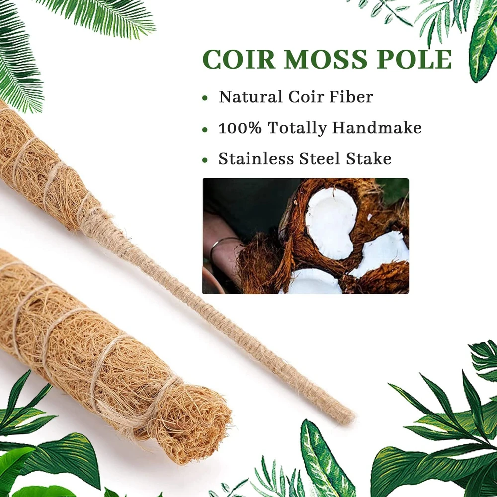 Moss Pole Coco Coir Poles for Climbing Plants Bendable Plant Support Sticks for Moss Totem Pole Plant Support Monstera Growth
