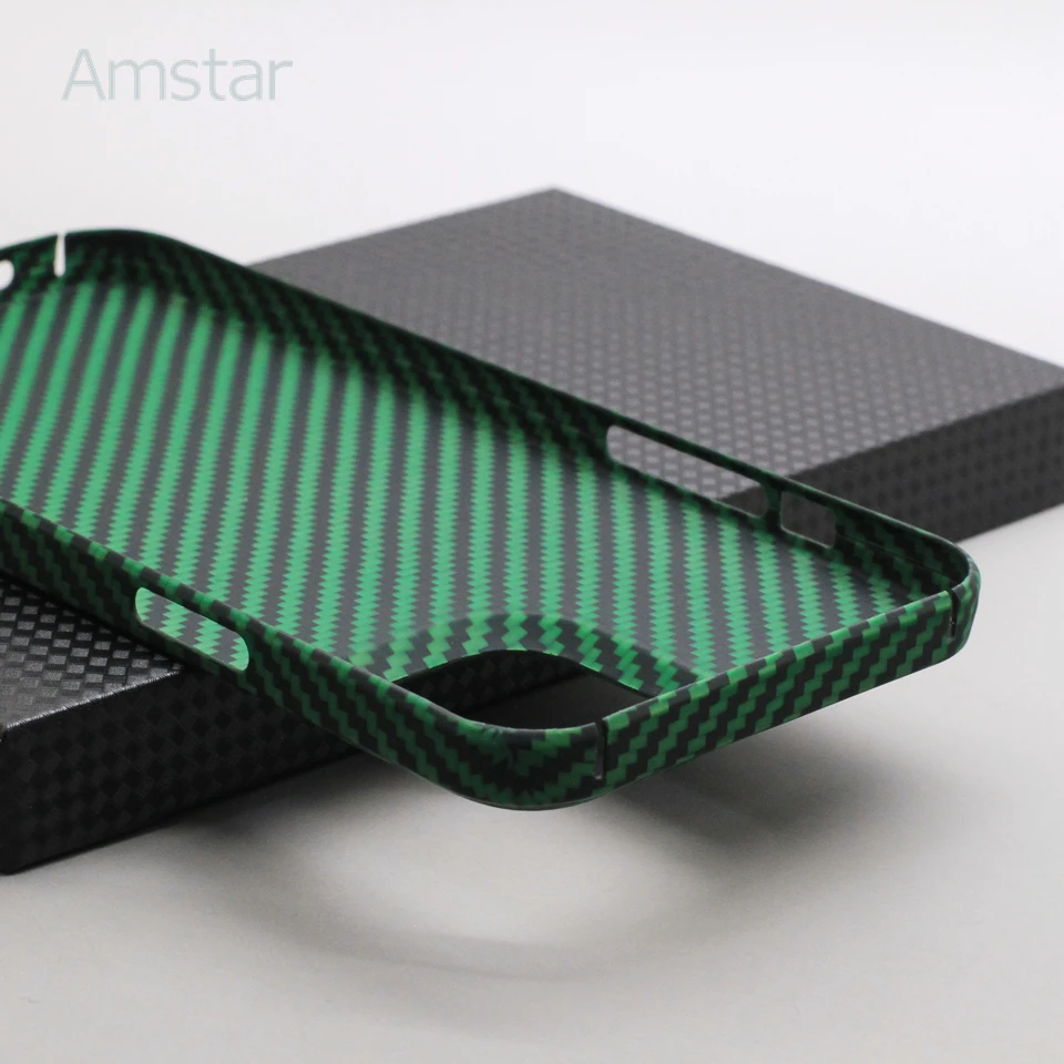 Amstar Emerald-green Carbon Fiber Protective Case for iPhone 13 Pro Max 13 Pro Ultra-thin Aramid Fiber Cover for iPhone 13 Mini 