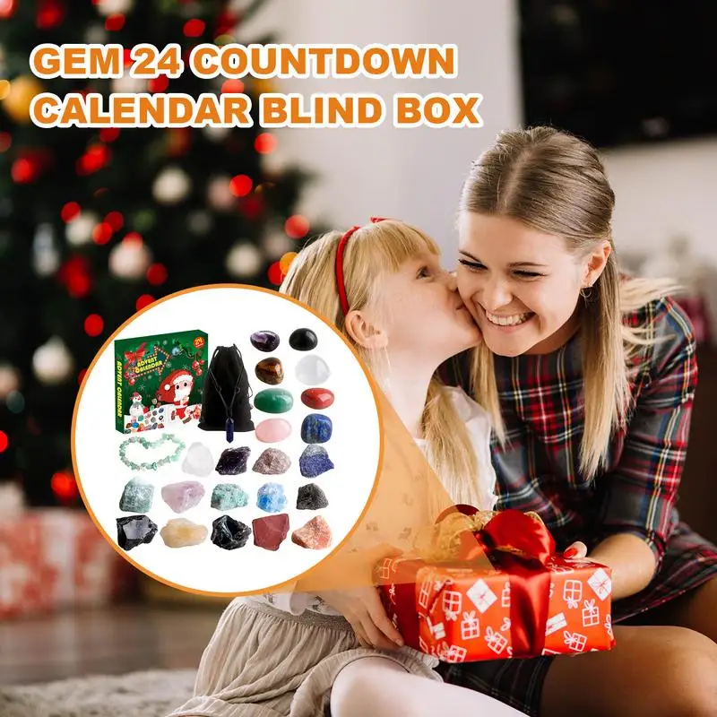 Gemstone Advent Calendar 2023 Durable Natural Crystal Christmas Countdown  Calendar Portable Christmas Ore Advent Calendar