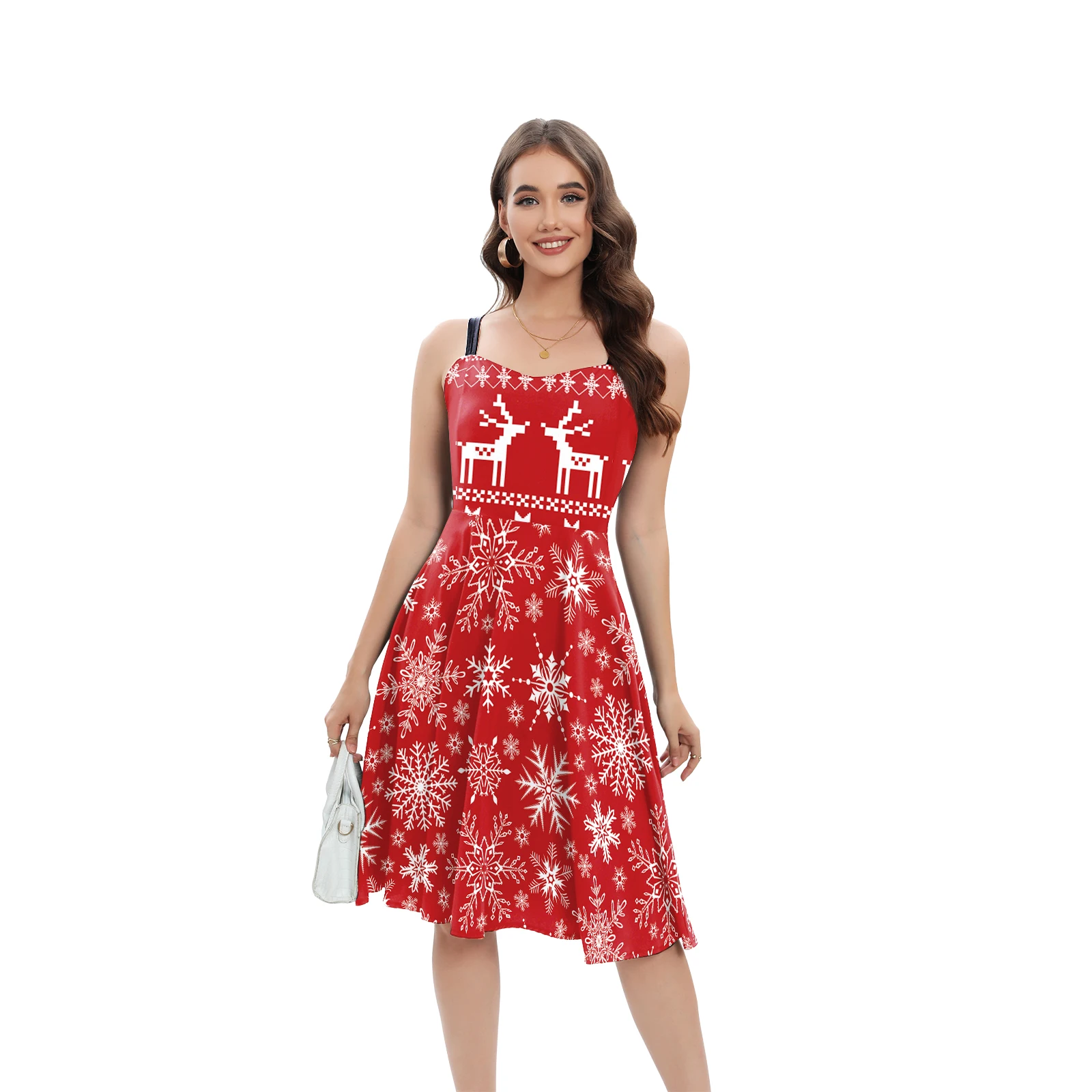 Hanna Andersson Holiday Skater Dress MNSRUU Snowflakes Christmas Dress  Sleeveless Xmas Gift Print Cocktail Dresses With