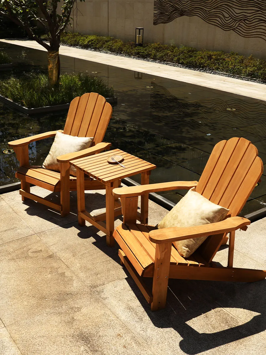 

Outdoor beach full solid wood backrest chairs Garden courtyard outdoor anti-corrosion wood chairs