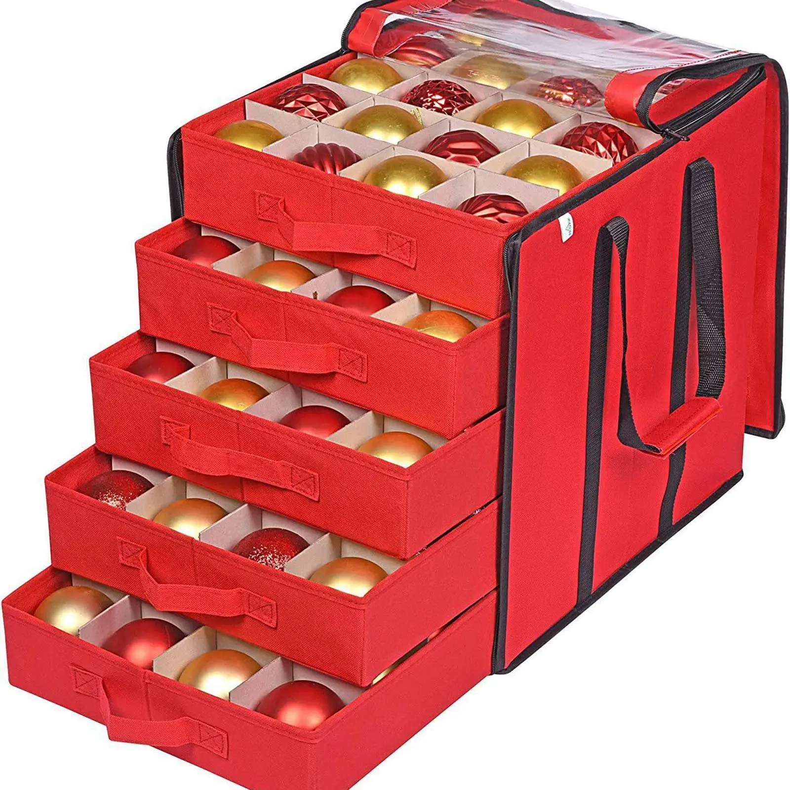 Christmas Ornament Storage Box Container Bin with Dividers Drawer Organizer for Fireplace