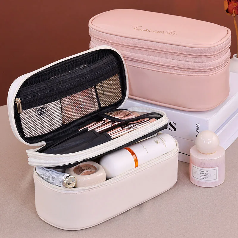 Women's Cosmetic Bag Makeup Bag Double Layer Large Capacity Luxury Cosmetics Organizer Travel Essentials Women's Cosmetic Bag - 4