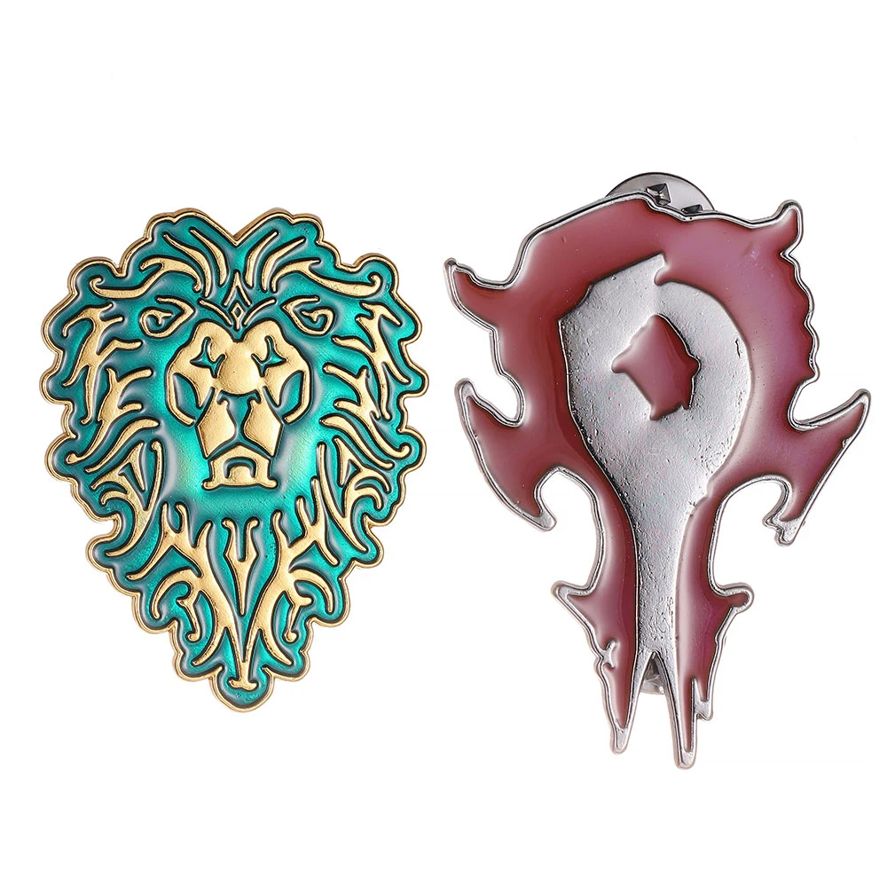 Neues Spiel World of Warcraft Tribal Logo Pins Brosche Alliance Horde WOW Abzeichen Broschen für Frauen Männer Schmuck Geschenke