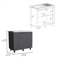 Napoles 2 Utility Sink with Cabinet, Stainless Steel Countertop, Interior Shelf Smokey Oak 2