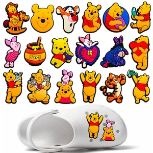 1-20pcs Hot Toys Disney Cartoon Winnie Pooh Shoe Charms for Shoes Decoration Accessories Classic Clog Sandal Buckle Kids Gifts