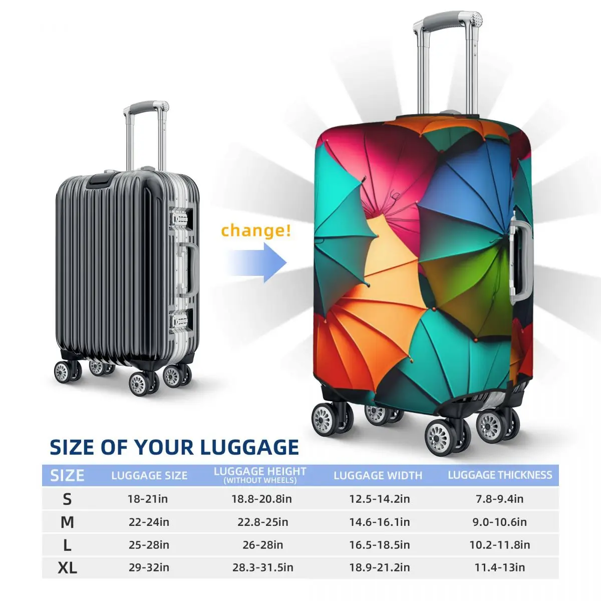 Colourful Umbrella Pattern Suitcase Cover 3d Design Business Protector Vacation Useful Luggage Supplies 6