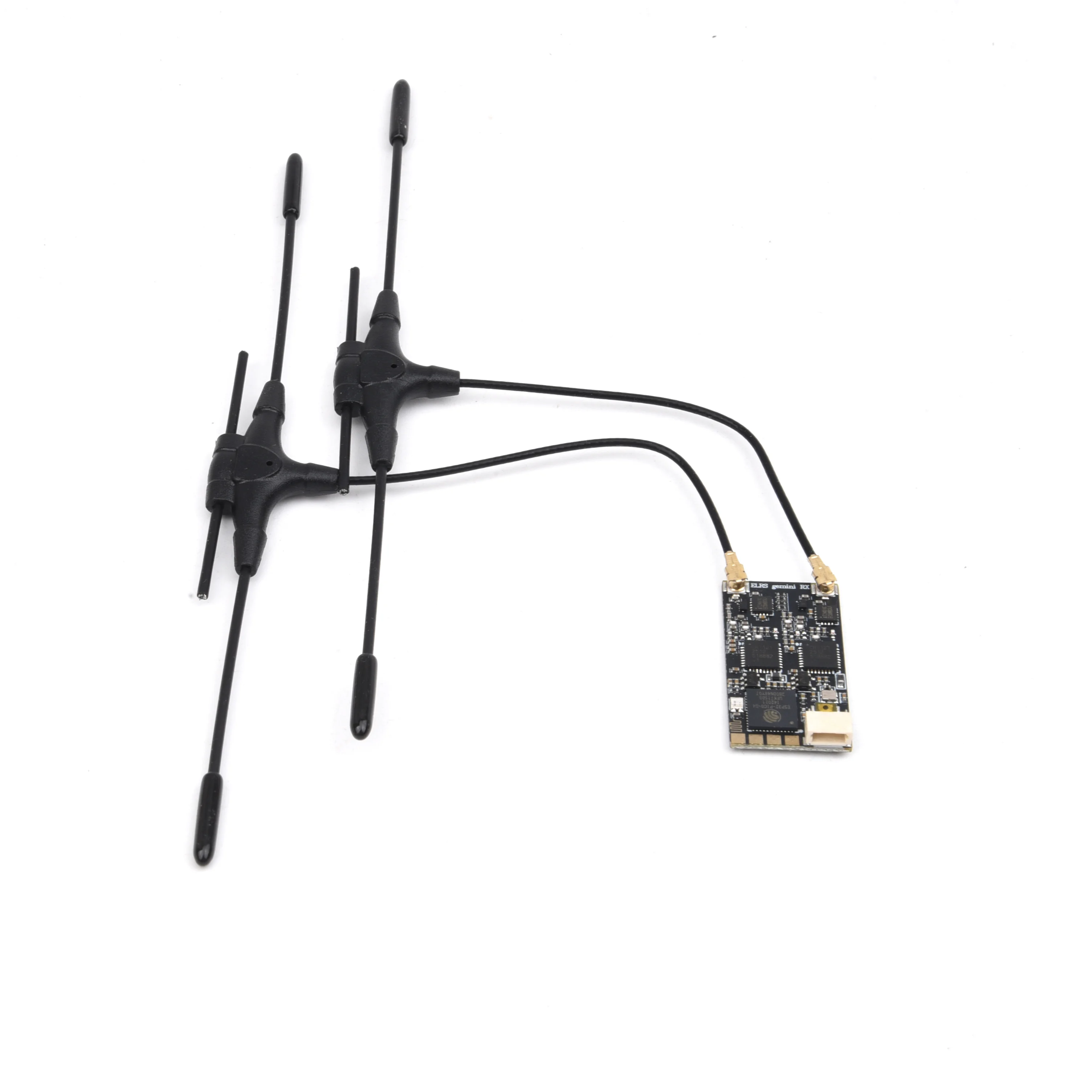 Gros plan sur le récepteur ELRS dual band pour drone FPV, léger et compatible CRSF