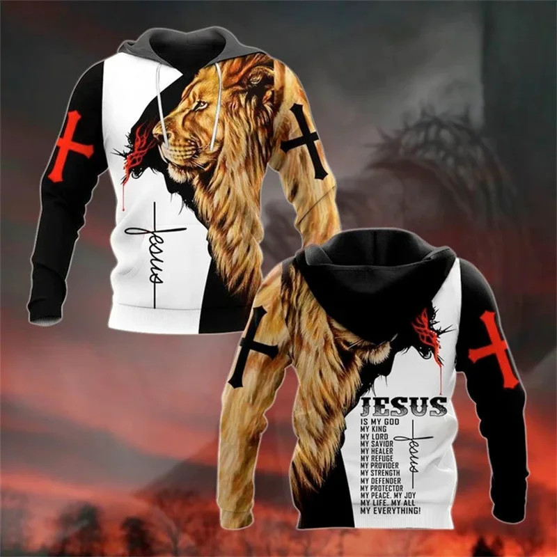 thumbnail image 1 of Sudadera con capucha con estampado 3D de Jesús cristiano bendiga a todos para hombres, sudaderas con capucha con gráfico de crucifijo, suéteres geniales de moda para niños, tops Harajuku, 1 of 5
