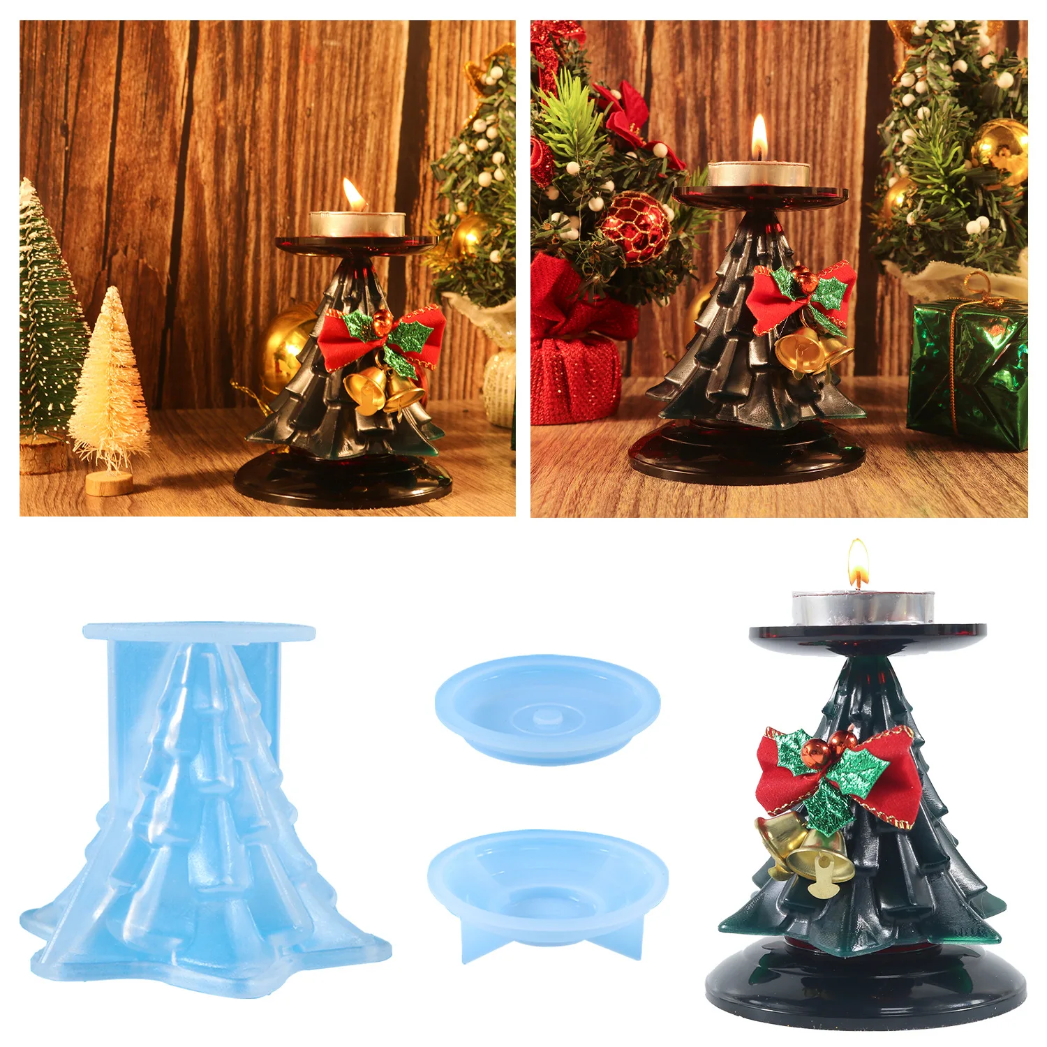 

Christmas Candle Silicone Mold DIY Vintage Christmas Tree Candle Holder Resin Decoration Silicone Mold
